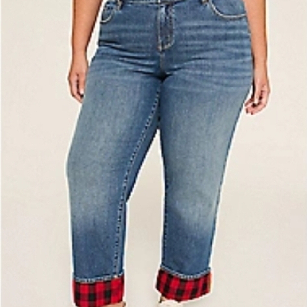 Lane Bryant Blue Jeans with Red Cuffs